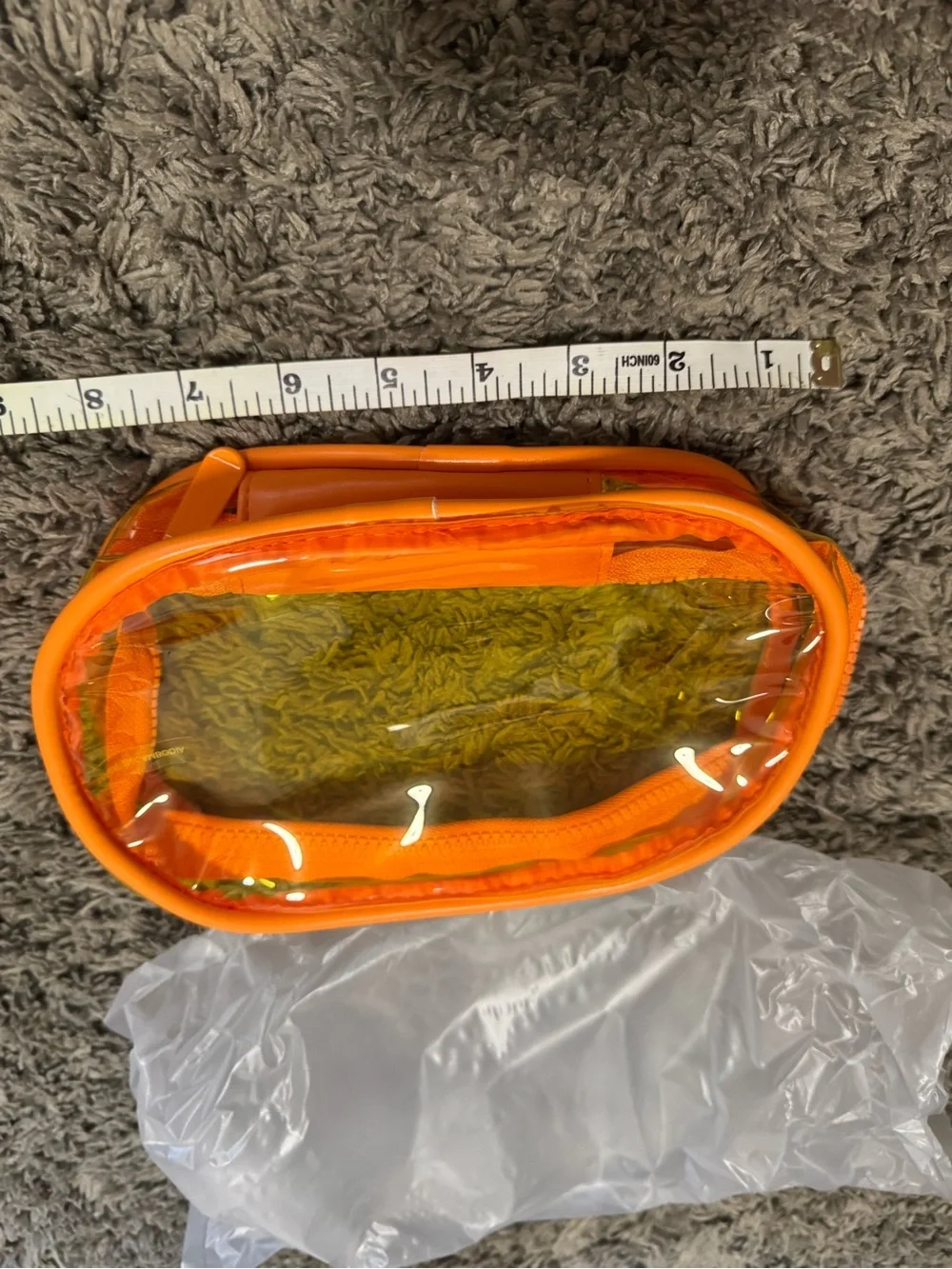 Clear Orange Vinyl Cosmetic Case / Makeup Bag